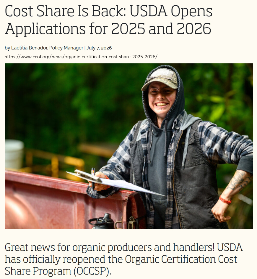 Organic Certification Cost Share Program&nbsp;(OCCSP)